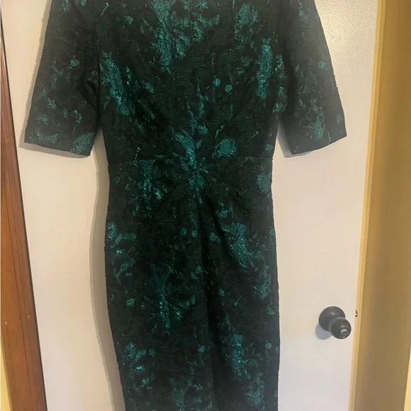 Teri Jon Emerald Metallic Dress Size 12 - Picture 3 of 4
